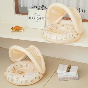 1PC 곰 & 토끼 캐노피 암 플로트 - 여름, 해변 및 수영장 파티를 위한 두꺼운 풍선 풀 플로트