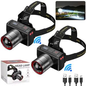 LED 충전식 헤드라이트, 조절 가능한 줌, 방수 헤드라이트, 전면 헤드라이트, 캠핑용 초밝은 헤드라이트