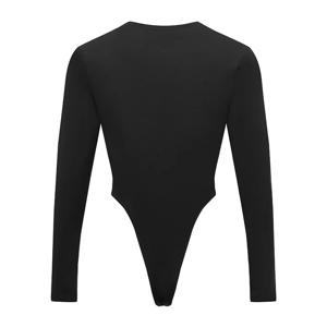 남성 란제리 바디 슈트 솔리드 컬러 긴 소매 딥 브이넥 핏 점프 슈트 속옷