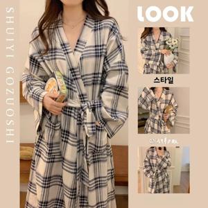 스위트 하트 패턴 여성용 잠옷 긴 소매 루즈핏 홈웨어 모닝 코트 여름 얇은 스타일 여성용 나이트가운