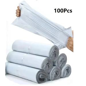 100 개/몫 회백색 택배 가방 익스프레스 봉투 보관 가방 우편 가방 셀프 씰 플라스틱 폴리 포장 주머니 Waterprof