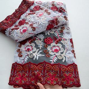 아프리카 스팽글 튤 레이스 자수 2025 나이지리아 프랑스 메쉬 네트 레이스 원단 최신 밀크 실크 원단 여성 파티 드레스용