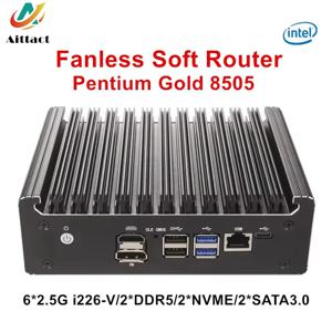 팬리스 소프트 라우터 인텔 U300 펜티엄 골드 8505 미니 PC 6xi226-V 2.5G DDR5 DDR4 NVMe SATA Proxmox/pfSense 방화벽 어플라이언스