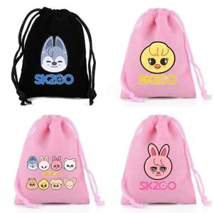 Skzoo 스토리지 Drawstring 가방 음악 만화 파티 쿠키 캔디 패키지 어린이 선물 가방 인쇄 면화 키 파우치 소녀 생일 선물