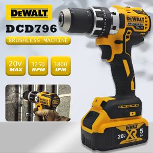 Dewalt DCD796 13mm 브러시리스 임팩트 전기 드릴 다기능 무선 스크루 드라이버 충전식 20V 배터리 전동 공구