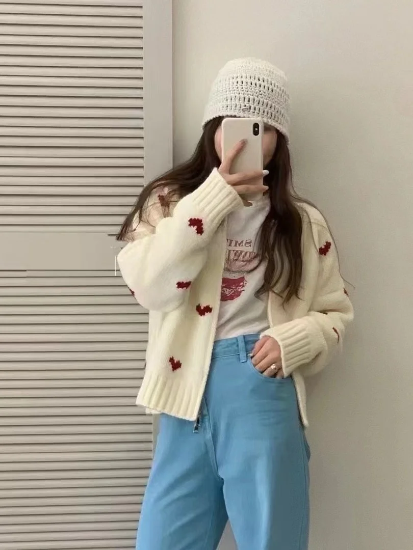 루즈 니트 가디건 여성 패션 가을 겨울 신상 한국 스타일 고급 스웨터 재킷 스트레이트 튜브 타입