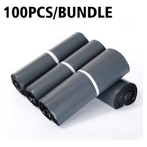 100개 배송 봉투 가방 플라스틱 익스프레스 봉투 보관 가방 회색 흰색 색상 우편 가방 자체 접착 씰 택배 가방