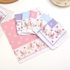 3/6/12개 여성용 면 프린트 손수건 구식 얇은 흡수성 땀 흡수 부드러운 웨딩 파티 장식 43cm