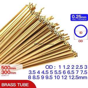 황동 파이프 0.25mm 벽 두께 1-12.5mm 외경 황동 튜브 300 500mm 길이 직선 튜빙 구리 튜브 얇은 벽 소형 직경