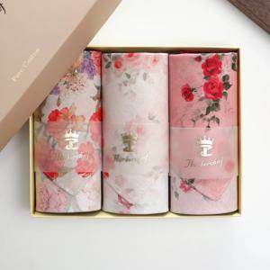 고급 선물 상자 손수건 여성용 면 땀 흡수 얇은 꽃무늬 사각 타월 어머니 선생님을 위한 선물