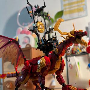 MOC 팬텀 시리즈 빌딩 블록 71822 마이티 소스 드래곤 플레임 드래곤 시트 어린이 장난감 조립 선물용