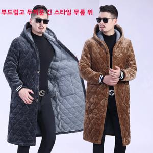 남성용 두꺼운 양털 겨울 코트 캐주얼 오버사이즈 무릎 길이 작업복 홈 의류 코튼 자켓 루즈핏 긴 소매