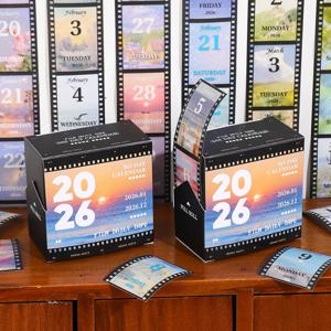 1롤 2026 와시 테이프 캘린더 빈티지 필름 365일 풀아웃 박스 DIY 데일리 플래너 테이프 스크랩북 저널링 오피스 홈용