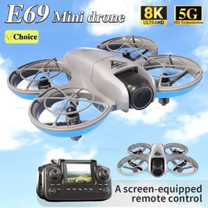 E69 미니 원격 조종 드론 8K HD 듀얼 전문가용 카메라 5G FPV RC 항공기 장애물 회피 헬리콥터 성인용 장난감
