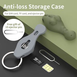 15PCS SIM 카드 제거 바늘 핀 및 분실 방지 트레이 매력 키 체인 분할 링 전화 SIM TF 카드 보관 케이스 이젝터 도구 바늘