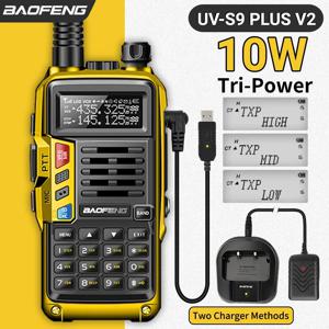 BAOFENG UV S9 Plus V2 10W 강력한 워키 토키 USB 충전기 16 KM 장거리 핸드 헬드 듀얼 밴드 트랜시버 UV 5R 양방향 라디오