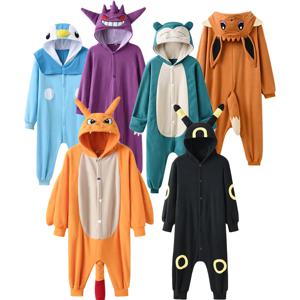 어린이 Charizard Onesie For Kids Gengar Kigurumi Umbreon 원피스 잠옷 Eevee 전신 정장 소녀 할로윈 코스프레 의상