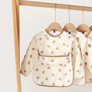 아기 방수 앞치마 긴 소매 아트 스목 쉽게 청소 가능한 어린이 그림 앞치마 유아용 소녀 소년 아기 용품