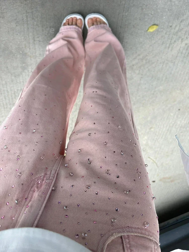 2024 새로운 봄 여름 전 경기 캐주얼 하렘 바지 하이 웨이스트 스트레치 슬림 데님 바지 핫 드릴링 캐주얼 발목 길이 청바지