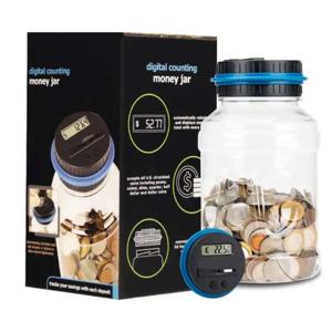 1개 전자 저금통 동전 계수기 - 디지털 LCD 동전 계수기, 돈 저금통, 동전 보관함 (달러, 유로용)