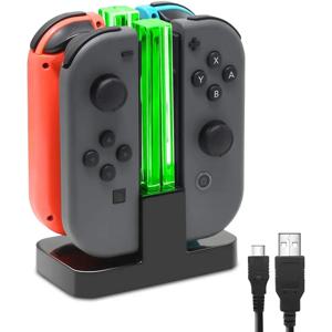 4 In 1 LED 충전기 스탠드 도킹 스테이션 표시기 Nintendo Switch NS Joy-Con 컨트롤러 스탠드 홀더 충전 도킹 스테이션