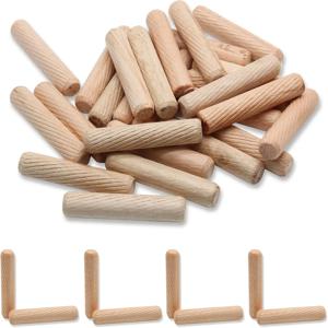 50개/팩 원형 목재 핀 6*40mm 8*40mm 10*40mm 캐비닛 서랍 원형 홈이 있는 DIY 목공용 도웰 지그 드릴