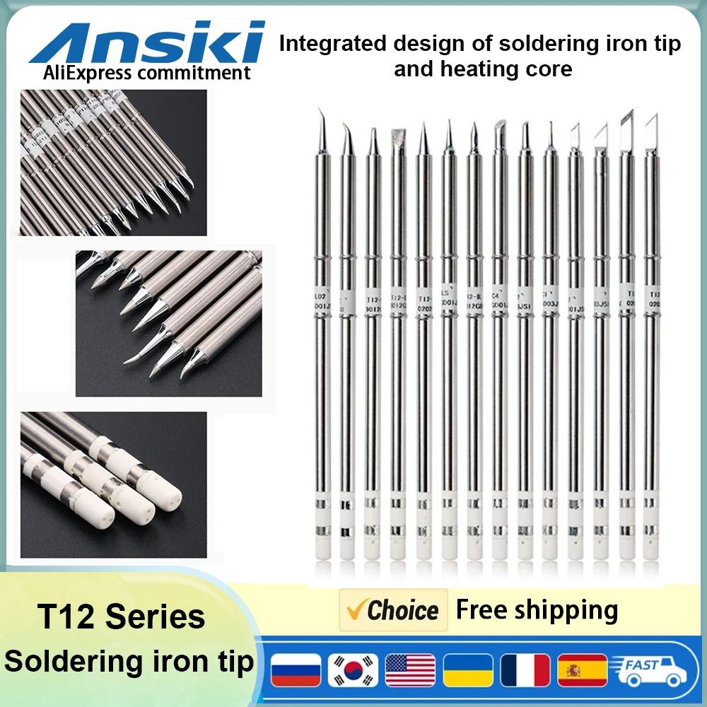 Hakko FX951 FX-950 BK969D FM-2027 T12 용접 스테이션 범용 FM65 T65 SH72 팁용 T12 시리즈 납땜 인두 팁