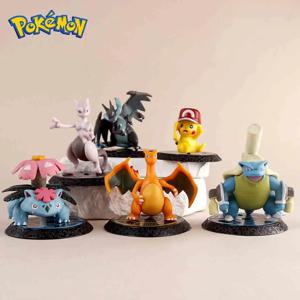포켓몬 6Pcs 애니메이션 피규어 피카추 6-7cm 그림 Charizard Blastoise Squirtle Bulbasaur 액션 피규어 모델 장난감 선물