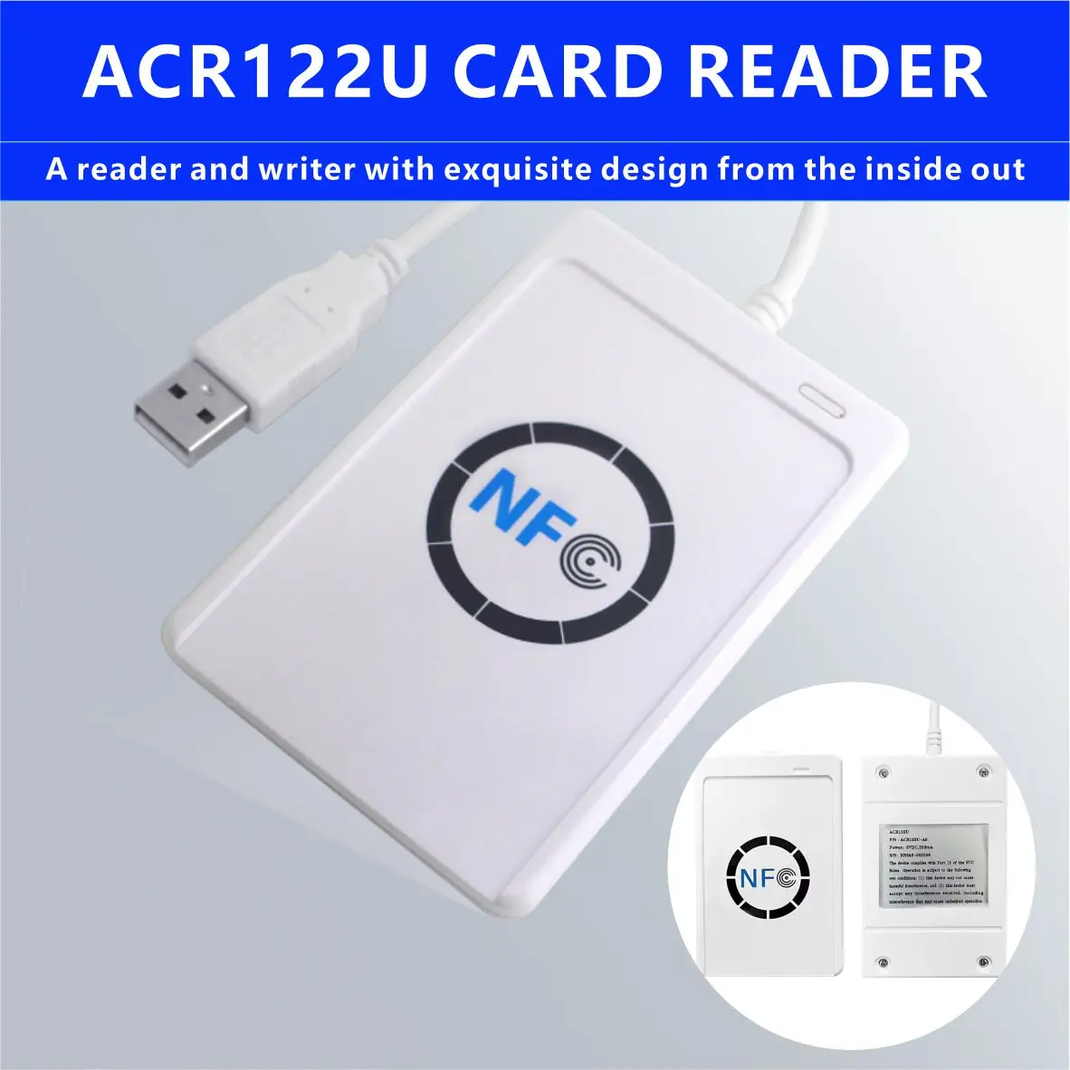 ACR122U RFID IC 스마트 카드 리더기 비접촉식 작가 복사기 복사기 쓰기 가능 복제 NFC USB S50 13.56mhz M1 카드 복사기