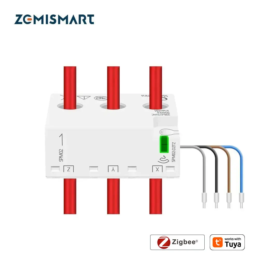 Zemismart Zigbee 스마트 에너지 미터 3 상 4 선 전력 모니터 센서 Tuya Zigbee2MQTT 홈 어시스턴트 208V 415V와 함께 작동