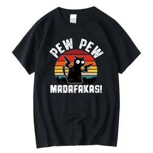 여름 캐주얼 남성용 고품질 티셔츠 100% 코튼 쿨 웃긴 고양이 프린트 티셔츠 캐주얼 o 넥 루즈 남성용 티셔츠 티셔츠 탑