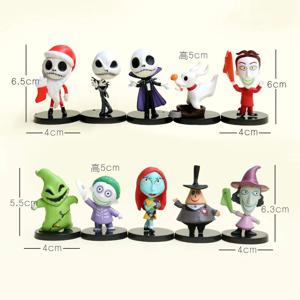 10pcs 악몽 샐리 잭 Skellington 크리스마스 PVC 모델 비닐 인형 할로윈 선물 액션 피규어 장난감