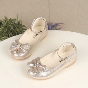 봄 가을 어린이 가죽 신발 우아한 Bowtie 소녀 공주 신발 패션 인과 결혼식 어린이 플랫 발목 스트랩 다목적