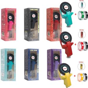 2 롤 3D 엠보싱 수동 테이프가있는 MOTEX E101 레터링 기계 용 미니 휴대용 프린터 DIY 손잡이 타자기 라벨 메이커