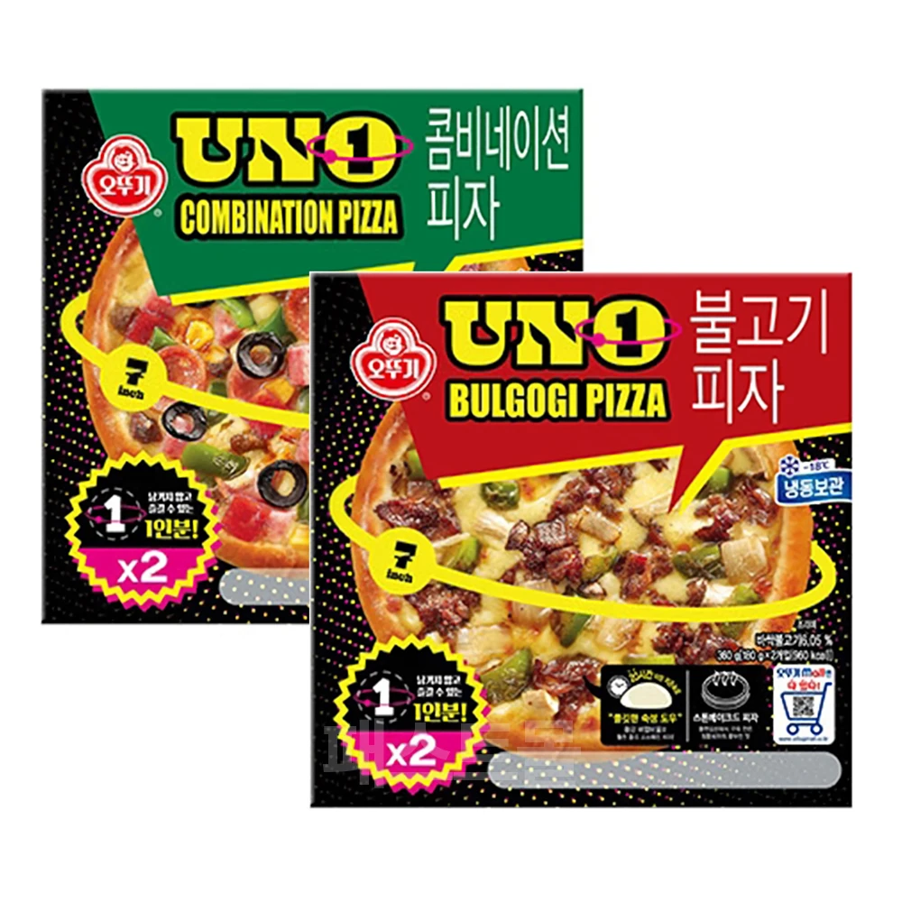 오뚜기 UNO 콤비네이션피자(195g X 2개입) + 불고기피자(180g X 2개입) 세트