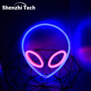 외계인 LED 네온 사인 라이트 로고 게임 벽 램프 재미 있은 외계인 분위기 조명 어린이 선물 게임 사무실 파티 캠핑 장식