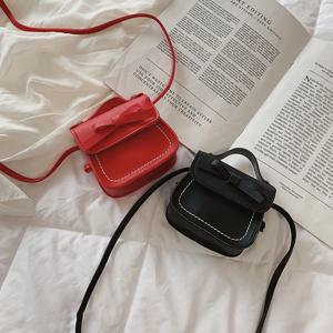 귀여운 가죽 소녀 메신저 백, 스위트 쿨 스타일 매칭 숄더백, 솔리드 나비매듭 크로스바디 동전 지갑, 선물용