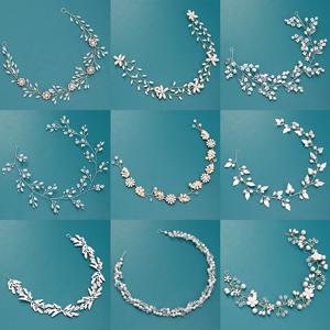 2022 진주 크리스탈 머리 포도 나무 웨딩 머리띠 티아라 신부 머리 장식 여성 헤어 쥬얼리 웨딩 헤어 액세서리 도매