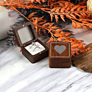 다이아몬드 상감 보석 상자, 호두 단단한 나무 결혼 반지 상자, 결혼을 찾고, 다이아몬드 반지, 발렌타인 데이 선물, 보석