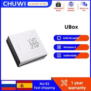 CHUWI UBox 미니 PC AMD R5 6600H 6 코어 12 스레드 컴퓨터 16GB DDR5 512GB PCIe 4.0 SSD WiFi 6 BT5.2 미니 PC 데스크탑 컴퓨터