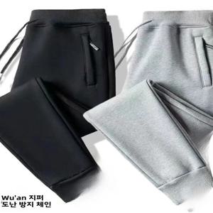 남성용 겨울 기모 안감 캐주얼 팬츠 루즈핏 스포티 젊은 스타일 중간 허리 긴 바지 발목 커프스 디자인