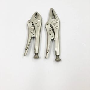 2개 세트 미니 바이스 그립 스타일 잠금 플라이어 5인치 롱 노즈 및 4인치 곡선 죠우 노동 절약형 클램프 용접 클램프 가정용 수공구