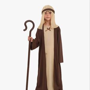 남녀 모두에게 적합한 3피스 세트, 빈티지 브라운 아랍 후드 로브, 정교한 홀, 할로윈 코스프레 파티 의상