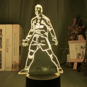 축구 선수 Cristiano Nathan LED 3D LED 야간 조명 7/16 색상 가변 시각 조명 거실 홈 장식 팬을위한 선물