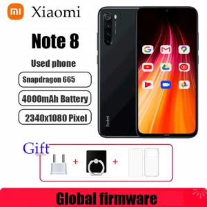 Xiaomi Redmi Note 8 전화 케이스가 포함된 글로벌 펌웨어 스마트폰 기존 안드로이드 전화 4000mAh 배터리 쿼드 Cmaera 중고 전화