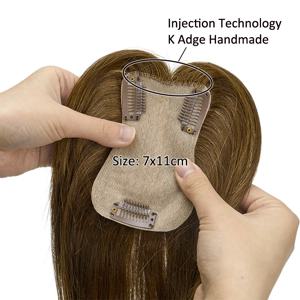 여성을위한 실크베이스 인간의 머리카락 토퍼 스트레이트 Toupee 여성 자연 머리 가발 헤어 피스에 앞머리 클립과 실제 머리 확장