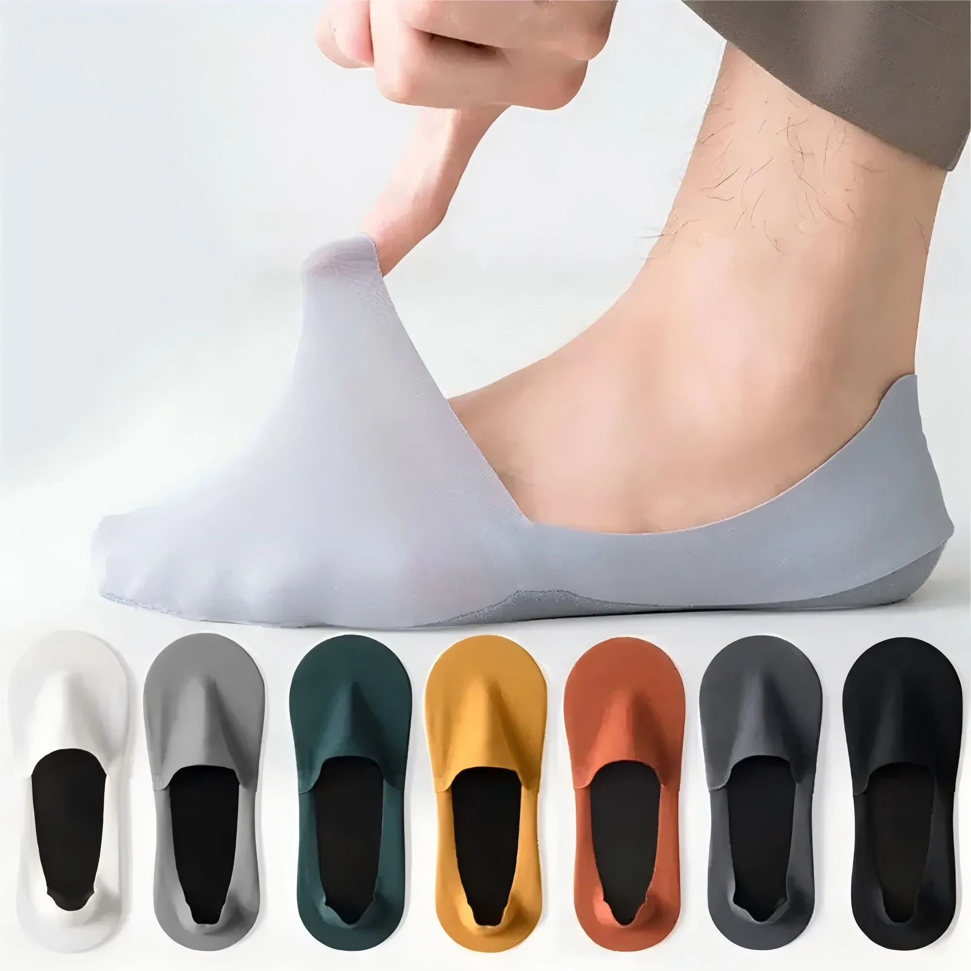 HSS 5 짝/몫 남성용 보트 양말 100% 코튼 탈취제 땀 흡수 여름 양말 얇은 통기성 실리콘 미끄럼 방지 실크 양말