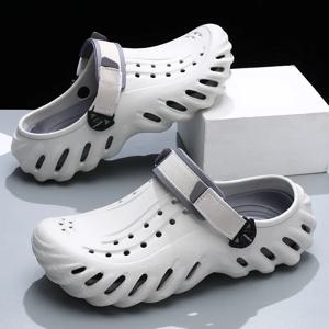 남성용 여름 두꺼운 밑창 야외 통기성 부드러운 발가락 슬리퍼 EVA 홈 미끄럼 방지 무취 내구성 쿨 슬리퍼