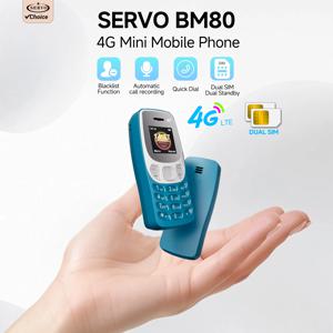 새로운 SERVO BM80 4G LTE 미니 휴대폰 듀얼 SIM 스피드 다이얼 자동 재다이얼 자동 통화 녹음기 음악 플레이어 소형 휴대폰 블랙리스트