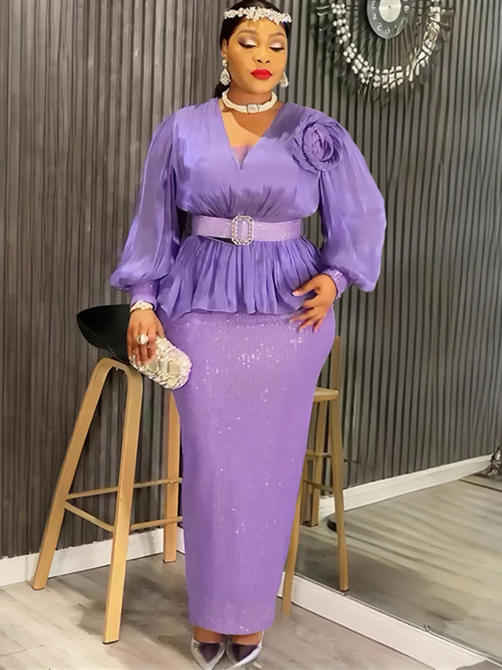 플러스 사이즈 아프리카 파티 롱 드레스 여성용 2025 신상 다쉬키 안카라 스팽글 이브닝 가운 터키 의상 로브 아프리카 의류